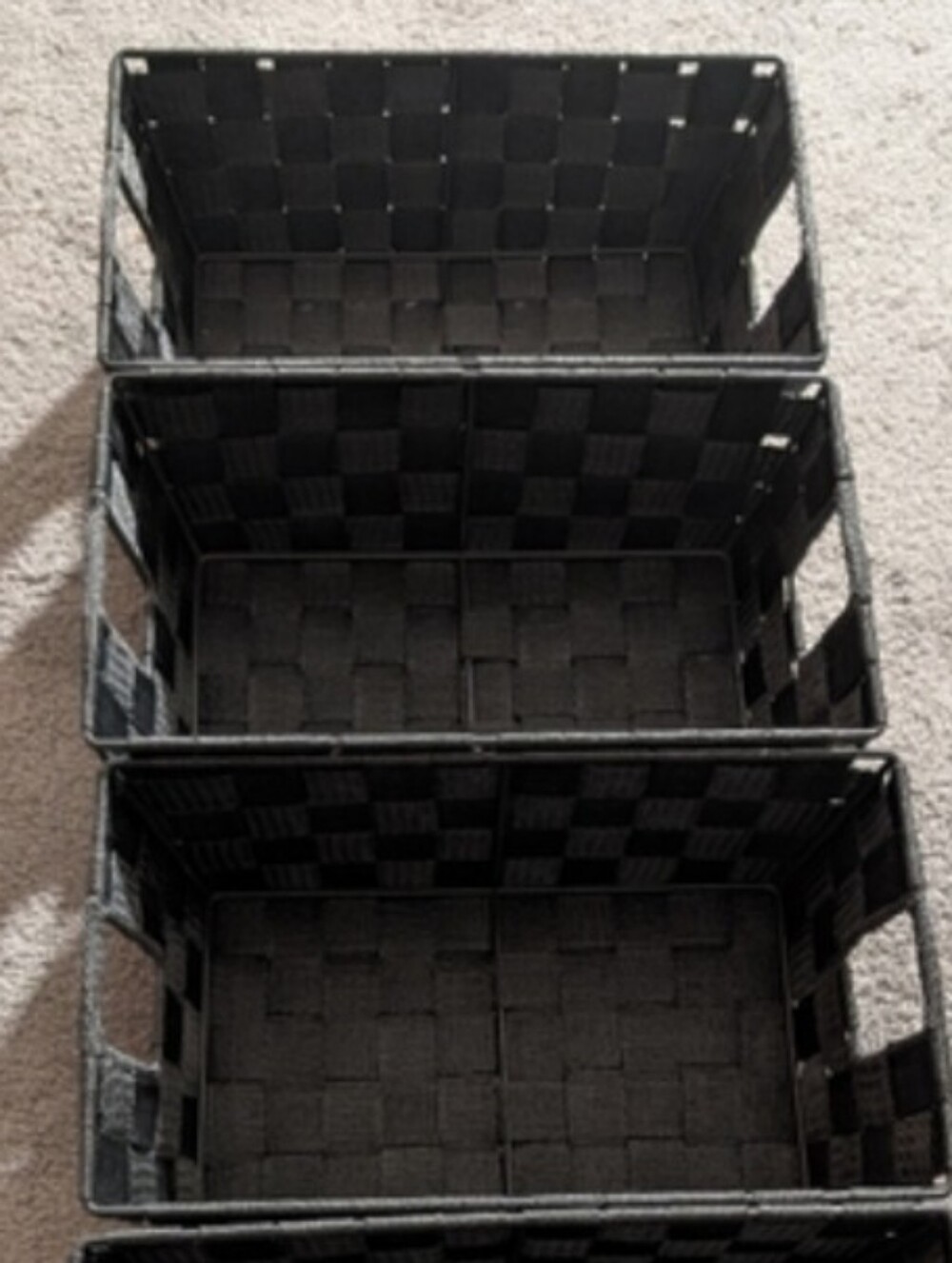 Set of (3) Gray Woven Storage Baskets